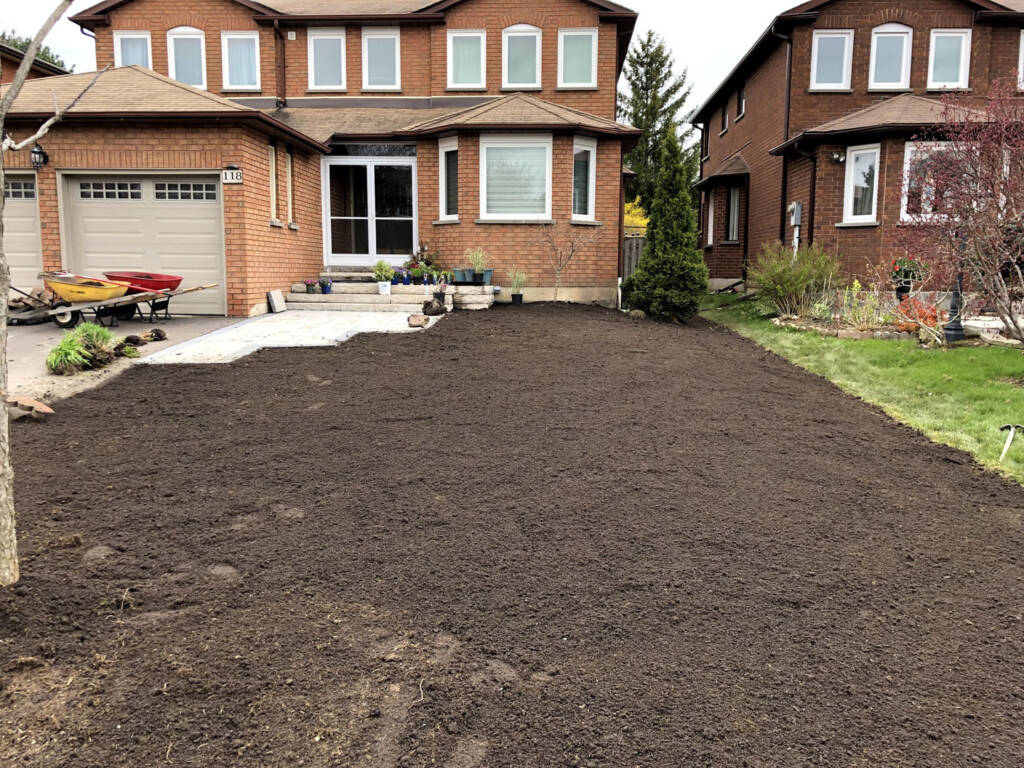 Thoroughly prepared yard for new grass seed planting